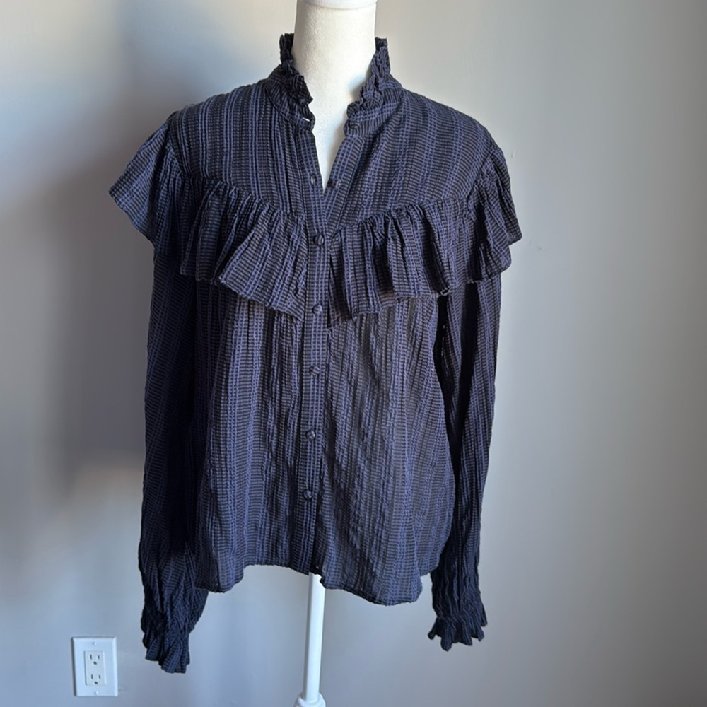 Loveshackfancy Button Down Ruffle Top Xs - image 2